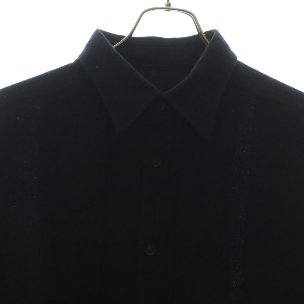 Yohji Yamamoto POUR HOMME(ヨウジヤマモト プールオム) 24AW ドッキング ウール ロングスリーブ長袖シャツ HO-B21-551 ブラック
