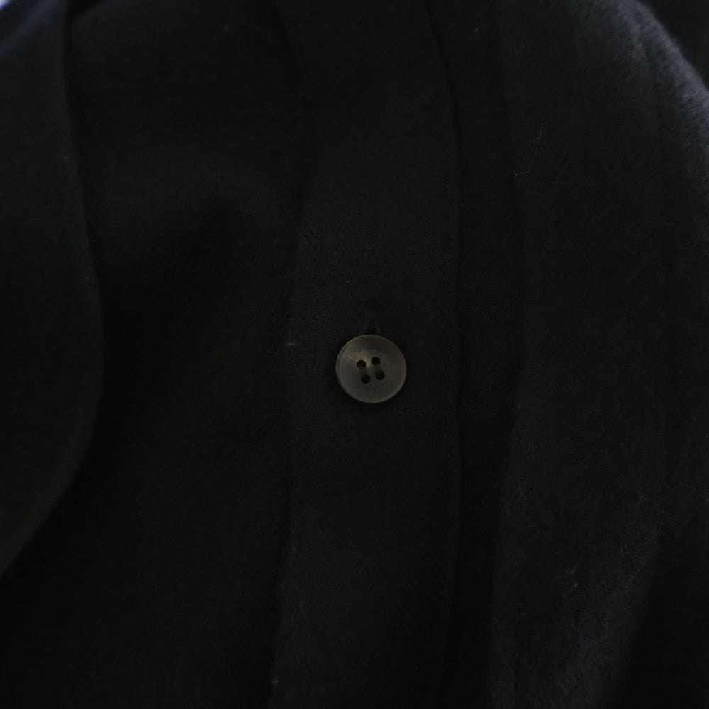 Yohji Yamamoto POUR HOMME(ヨウジヤマモト プールオム) 24AW ドッキング ウール ロングスリーブ長袖シャツ HO-B21-551 ブラック