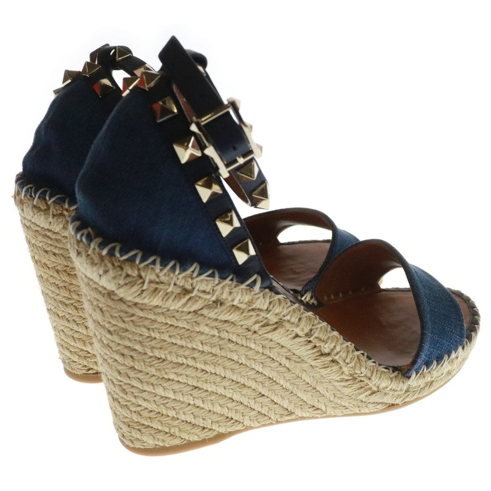 VALENTINO GARAVANI(ヴァレンチノガラヴァーニ) Rockstud Espadrille Wedge Sandals RW2S0090 ロックスタッズ エスパドリーユ デニムサンダル インディゴ