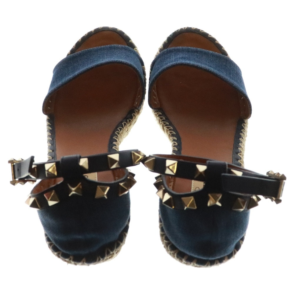 VALENTINO GARAVANI(ヴァレンチノガラヴァーニ) Rockstud Espadrille Wedge Sandals RW2S0090 ロックスタッズ エスパドリーユ デニムサンダル インディゴ
