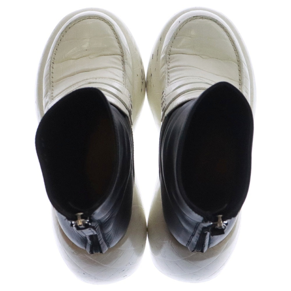 LOEWE(ロエベ) 21AW クロコエンボス ウェッジ ローファーブーツ ブラック/ホワイト