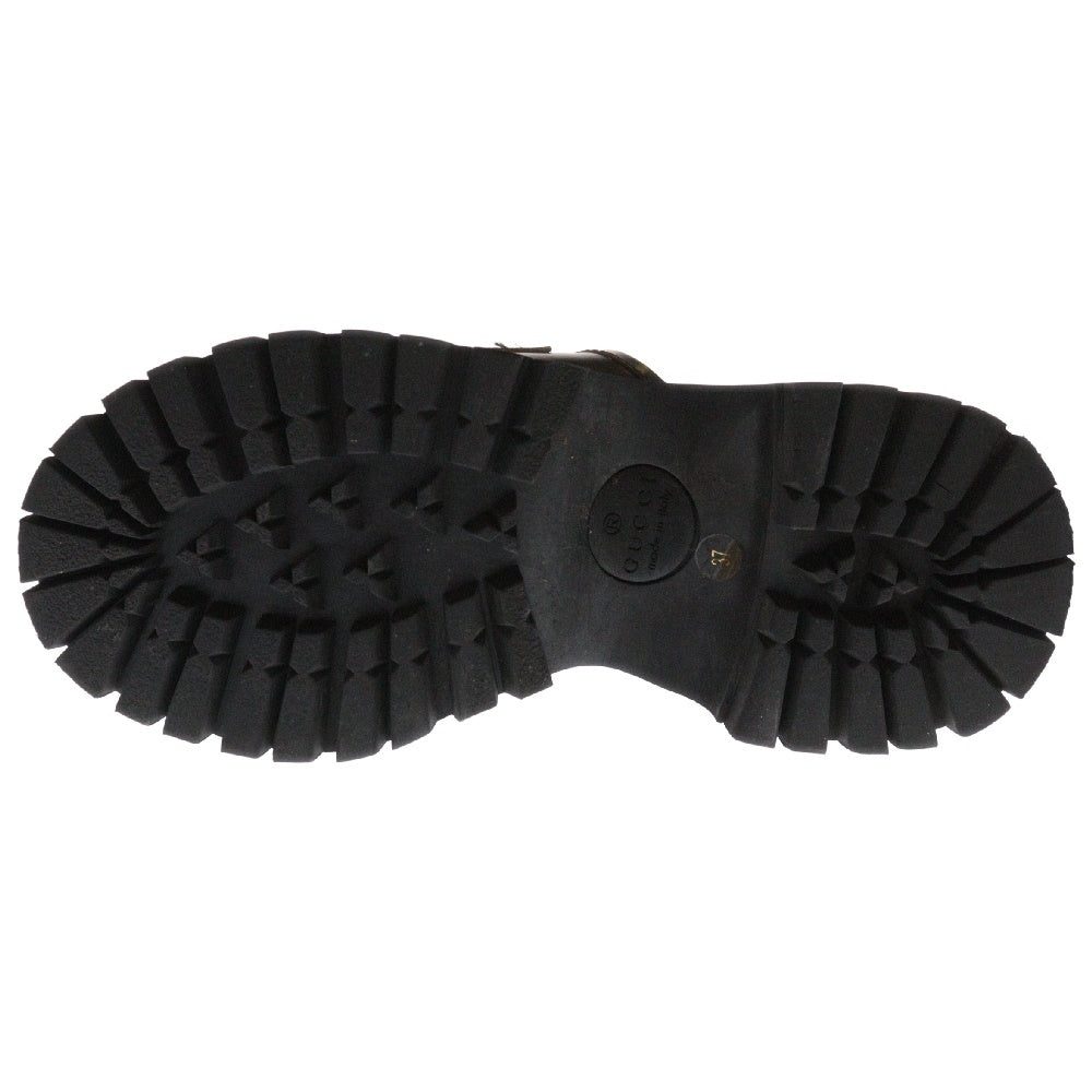 GUCCI(グッチ) Horsebit Leather Platform Sandals ホースビット レザー 厚底サンダル ブラック レディース