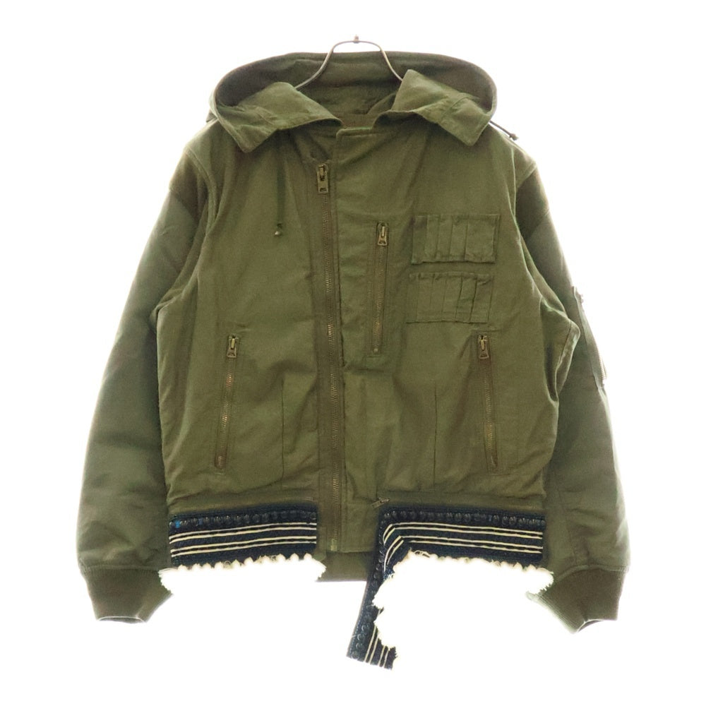 UNDERCOVER(アンダーカバー) 24AW bead embellishment jacket ビーズ エンベリッシュメント ミリタリージャケット カーキ UC2D4218