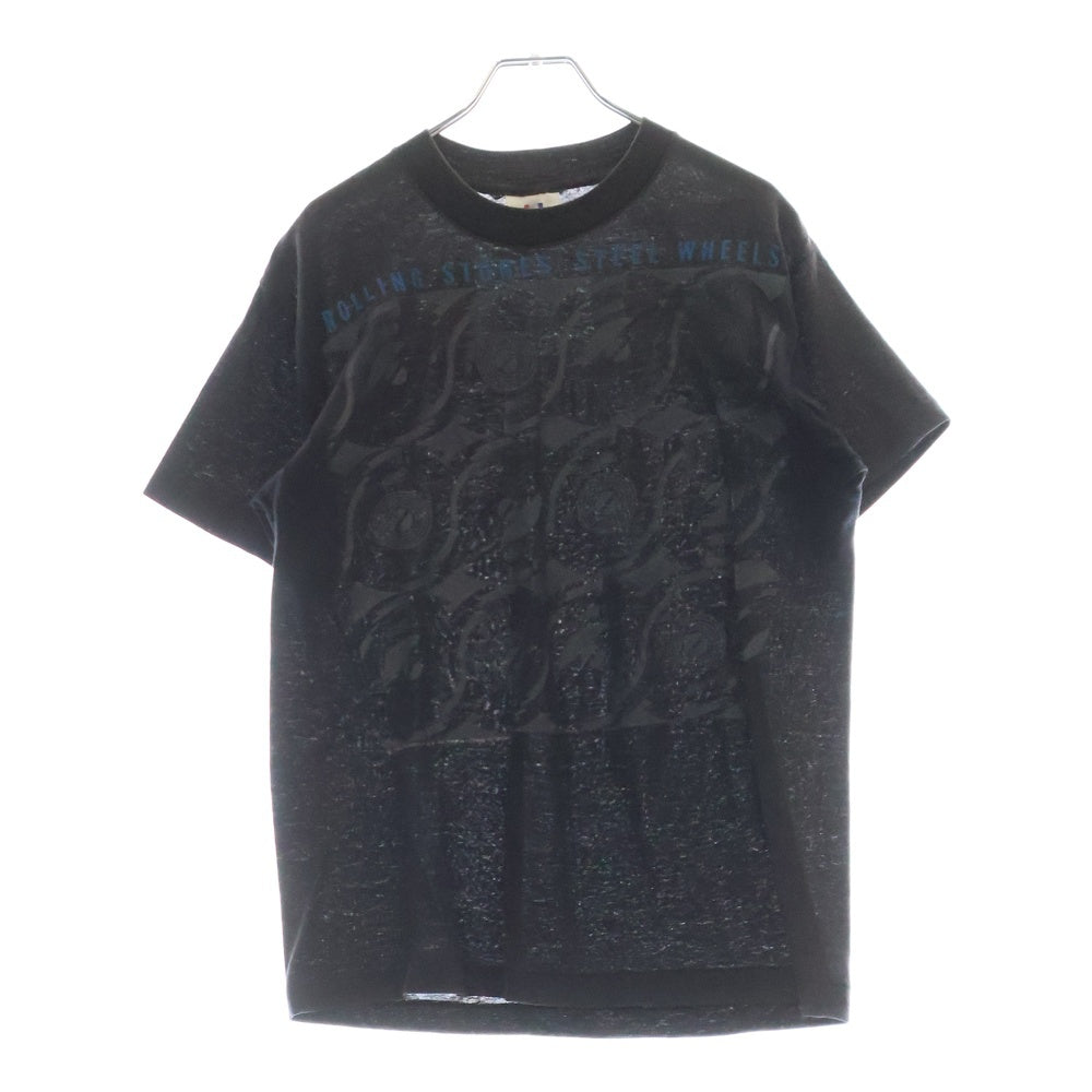VINTAGE(ヴィンテージ) 80s THE ROLLING STONES STEEL WHEELS ザローリングストーンズ プリント 半袖Tシャツ カットソー ブラック