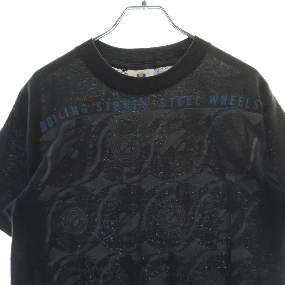 VINTAGE(ヴィンテージ) 80s THE ROLLING STONES STEEL WHEELS ザローリングストーンズ プリント 半袖Tシャツ カットソー ブラック