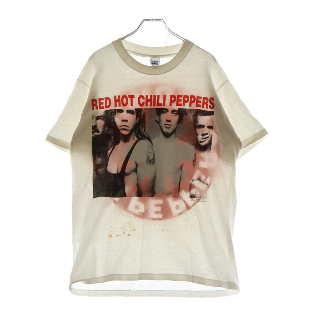 VINTAGE(ヴィンテージ) 90s RED HOT CHILI PEPPERS RHCP 1990 PORTRAIT WHITE ANVIL TEE レッドホットチリペッパーズ 両面プリント半袖Tシャツ カットソー ホワイト