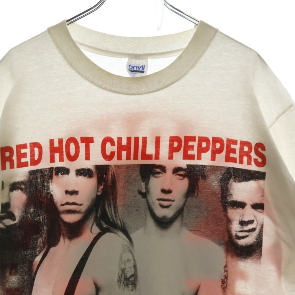 VINTAGE(ヴィンテージ) 90s RED HOT CHILI PEPPERS RHCP 1990 PORTRAIT WHITE ANVIL TEE レッドホットチリペッパーズ 両面プリント半袖Tシャツ カットソー ホワイト