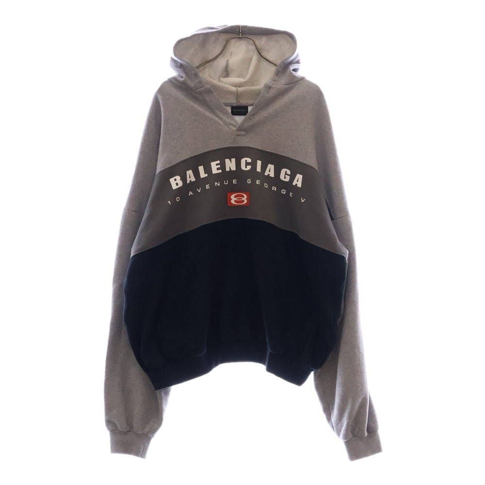 BALENCIAGA(バレンシアガ) フロントブランドロゴ ヘンリーネック プルオーバーパーカー グレー 827939 TSVB2