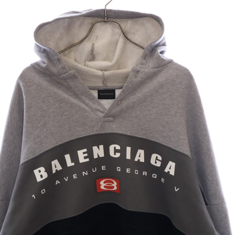 BALENCIAGA(バレンシアガ) フロントブランドロゴ ヘンリーネック プルオーバーパーカー グレー 827939 TSVB2