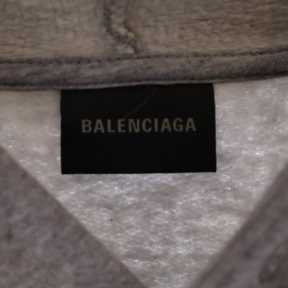 BALENCIAGA(バレンシアガ) フロントブランドロゴ ヘンリーネック プルオーバーパーカー グレー 827939 TSVB2