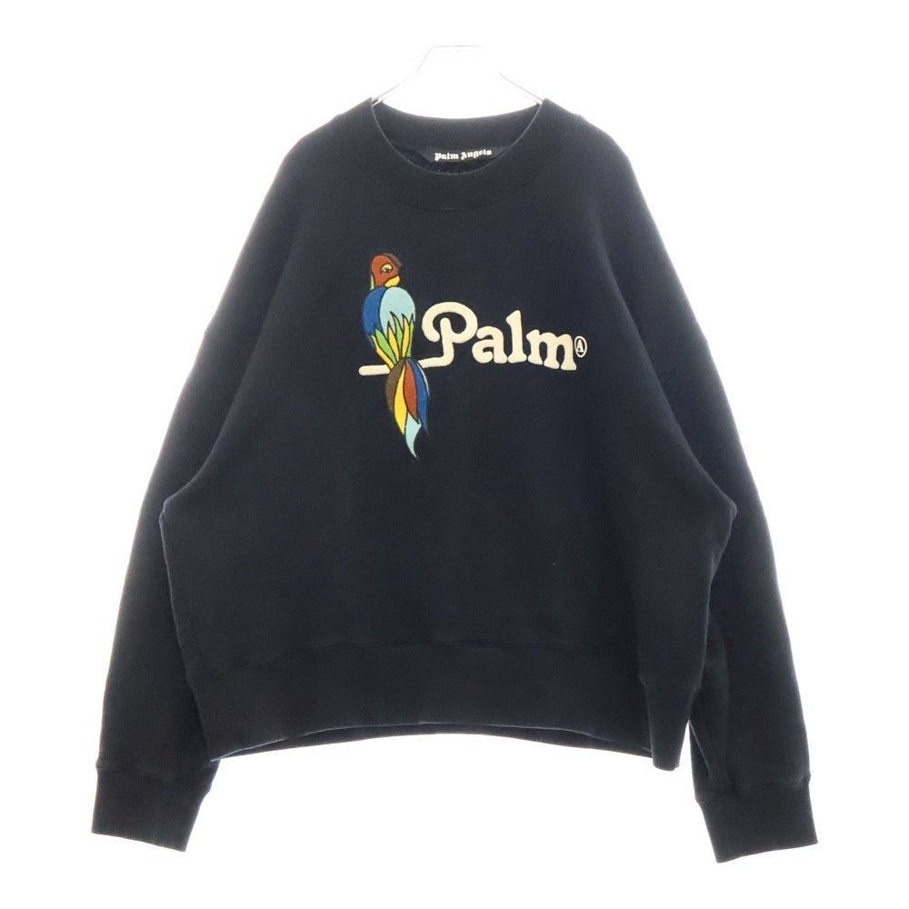 Palm Angels(パームエンジェルス) Parrot ロゴ クルーネック長袖スウェットシャツ PMBA026S22FLE008 ブラック
