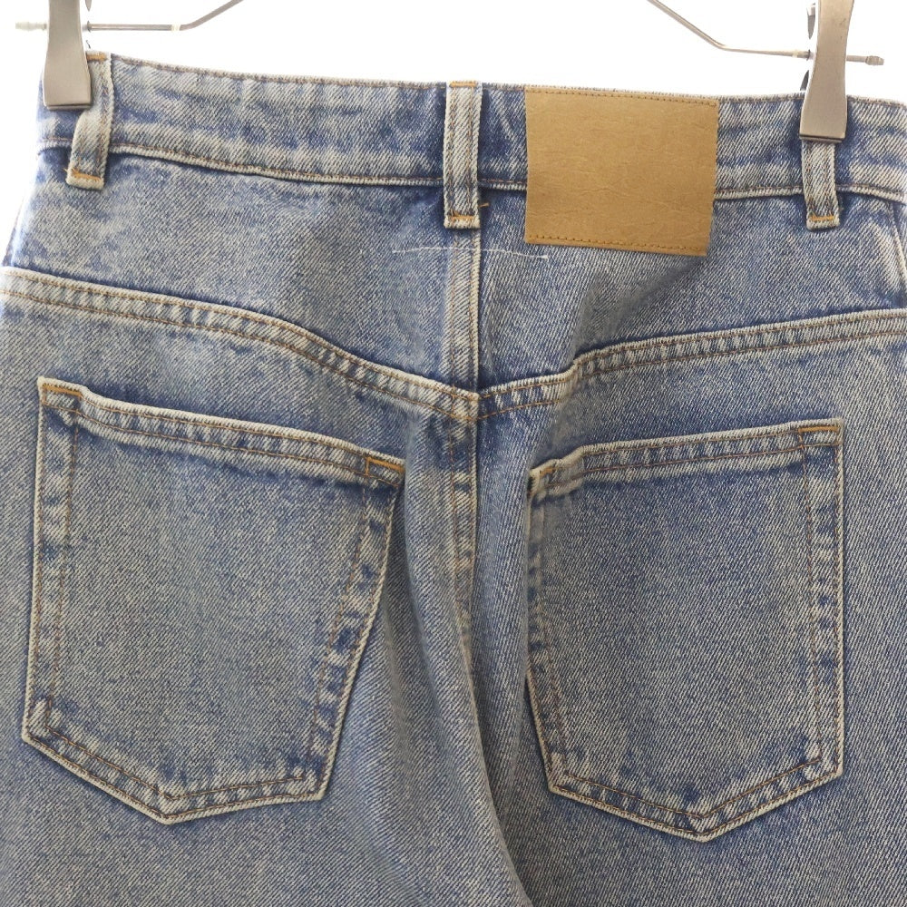 MM6 Maison Margiela(エムエムシックスメゾンマルジェラ) ペイント加工 センターシーム デニムワイドパンツ レディース S52LA0230 S30589 インディゴブルー