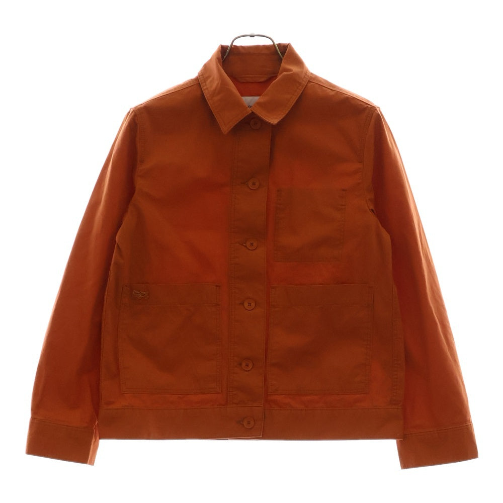 LACOSTE(ラコステ) ブランド ロゴワッペン ライトウェイトコットンツイル 長袖ワークジャケット オレンジ BF0231