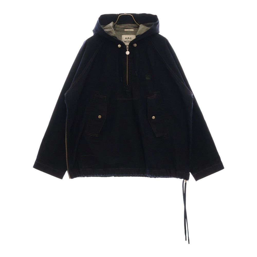 LACOSTE(ラコステ) x A.P.C. Uni Hooded Cotton Denim Jacket ハーフジップ フード付き コットンデニム ジャケット インディゴ BH4561