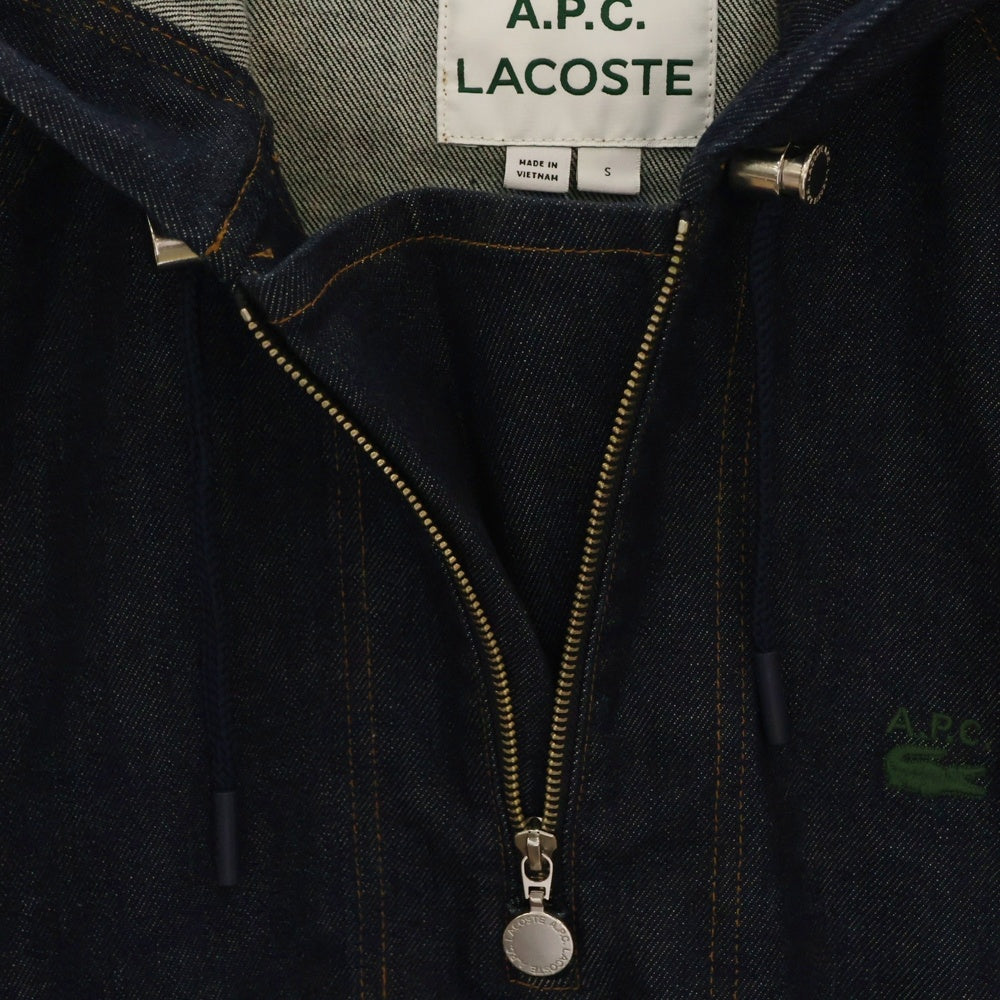 LACOSTE(ラコステ) x A.P.C. Uni Hooded Cotton Denim Jacket ハーフジップ フード付き コットンデニム ジャケット インディゴ BH4561