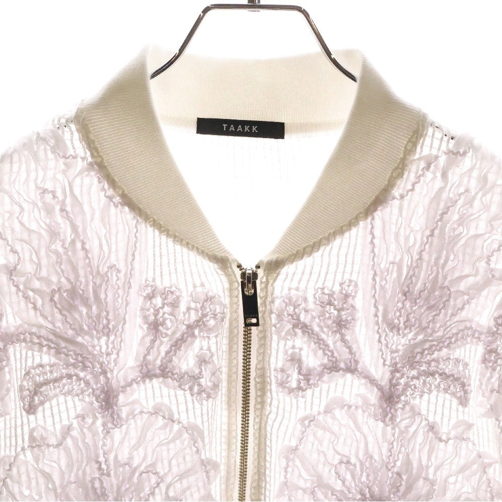 TAAKK(ターク) 25SS MESH EMBROIDERY ZIP BLOUSON TA25SS-BL007 メッシュエンブロイダリー ジップアップブルゾン ジャケット ホワイト