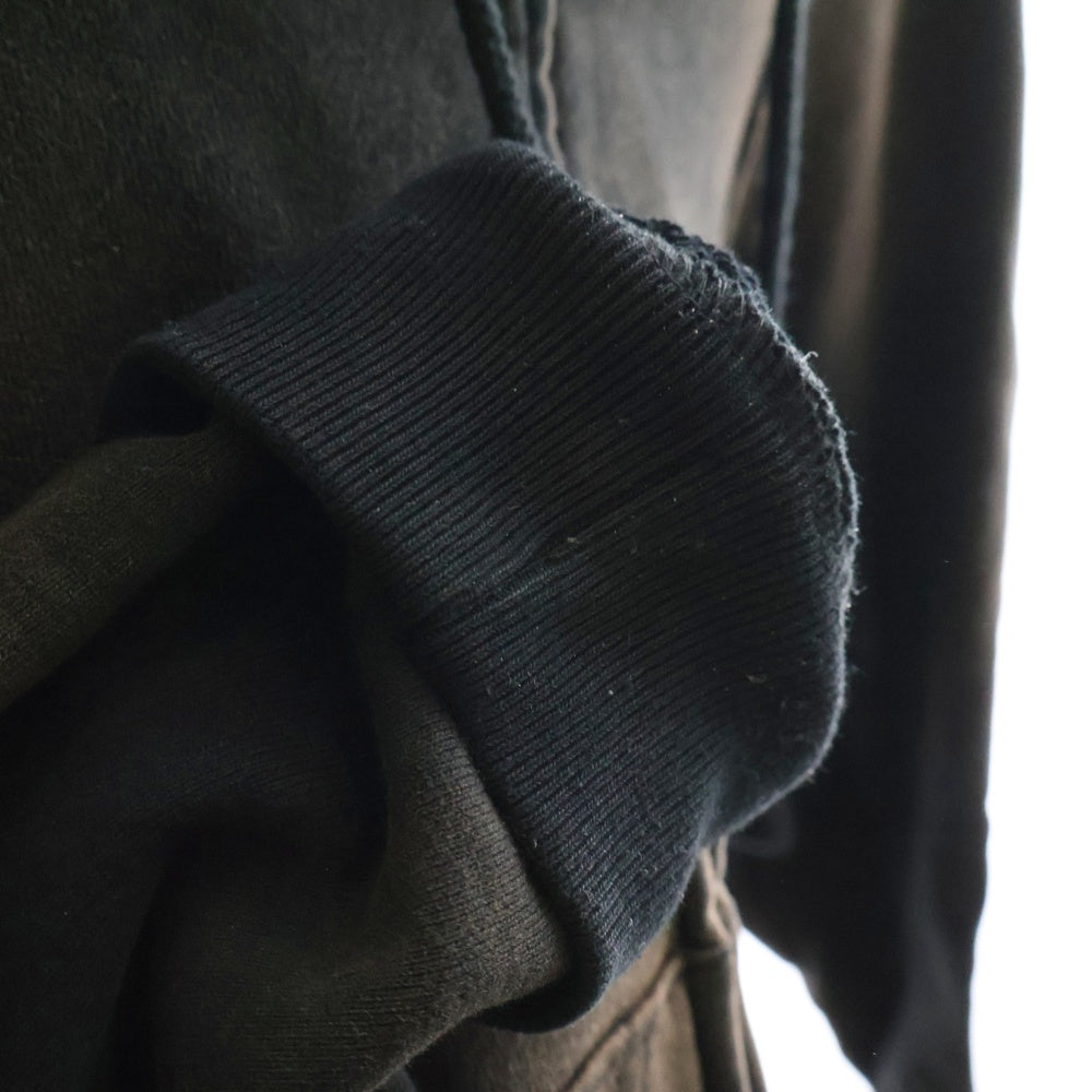 NVRFRGT(ネバーフォーゲット) STUDIOUS 別注 PANELLED ZIP UP HOODIE EXST242T01 ステュディオス 別注 ヴィンテージ加工 パネル ジップアップフーディパーカー ブラック