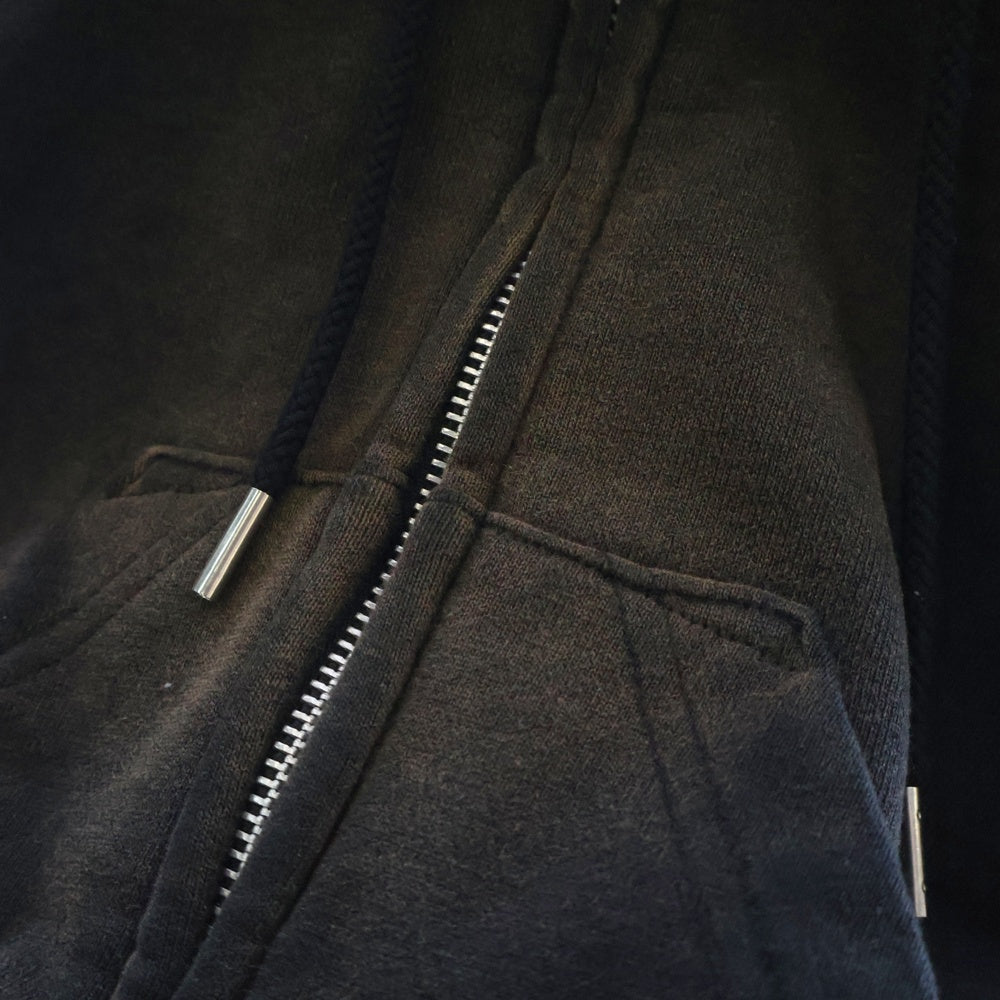 NVRFRGT(ネバーフォーゲット) STUDIOUS 別注 PANELLED ZIP UP HOODIE EXST242T01 ステュディオス 別注 ヴィンテージ加工 パネル ジップアップフーディパーカー ブラック