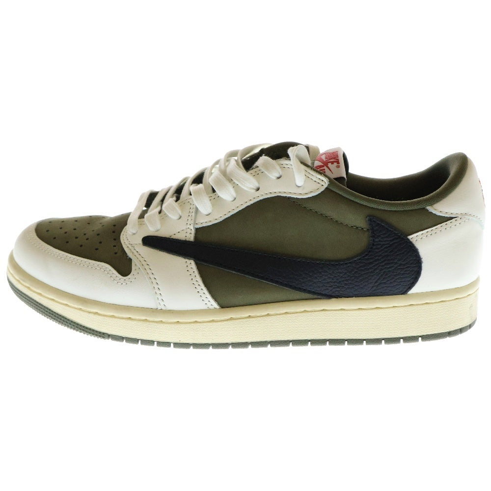 NIKE(ナイキ) ×TRAVIS SCOTT AIR JORDAN 1 LOW OG REVERSE OLIVE ×トラヴィススコット エアジョーダン1 ローカットスニーカー DM7866-200 US10/28.0cm カーキ