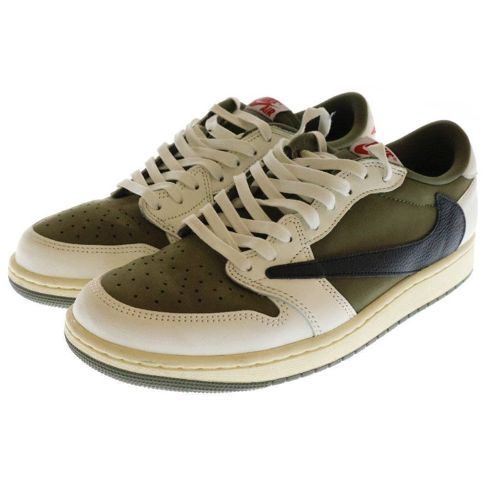 NIKE(ナイキ) ×TRAVIS SCOTT AIR JORDAN 1 LOW OG REVERSE OLIVE ×トラヴィススコット エアジョーダン1 ローカットスニーカー DM7866-200 US10/28.0cm カーキ