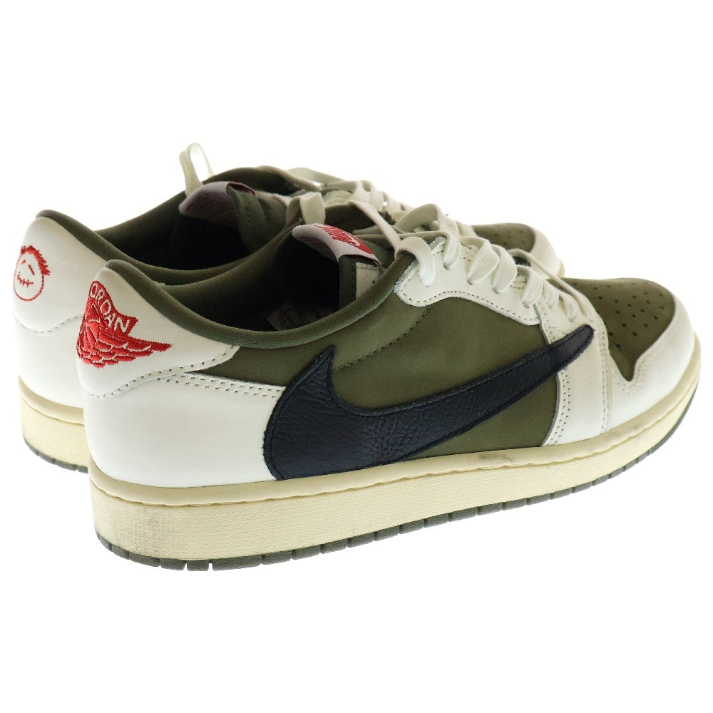 NIKE(ナイキ) ×TRAVIS SCOTT AIR JORDAN 1 LOW OG REVERSE OLIVE ×トラヴィススコット エアジョーダン1 ローカットスニーカー DM7866-200 US10/28.0cm カーキ