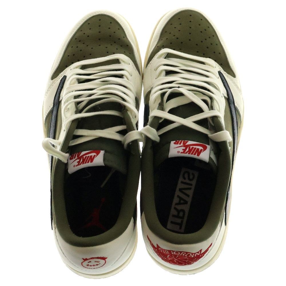 NIKE(ナイキ) ×TRAVIS SCOTT AIR JORDAN 1 LOW OG REVERSE OLIVE ×トラヴィススコット エアジョーダン1 ローカットスニーカー DM7866-200 US10/28.0cm カーキ