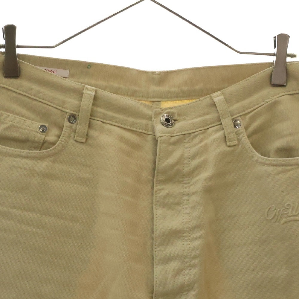 OFF-WHITE(オフホワイト) 23AW Logo Embroidered Button Detailed Shorts エンブロイダリーロゴ ショーツ デニムハーフパンツ ベージュ OMCB084S23FAB001