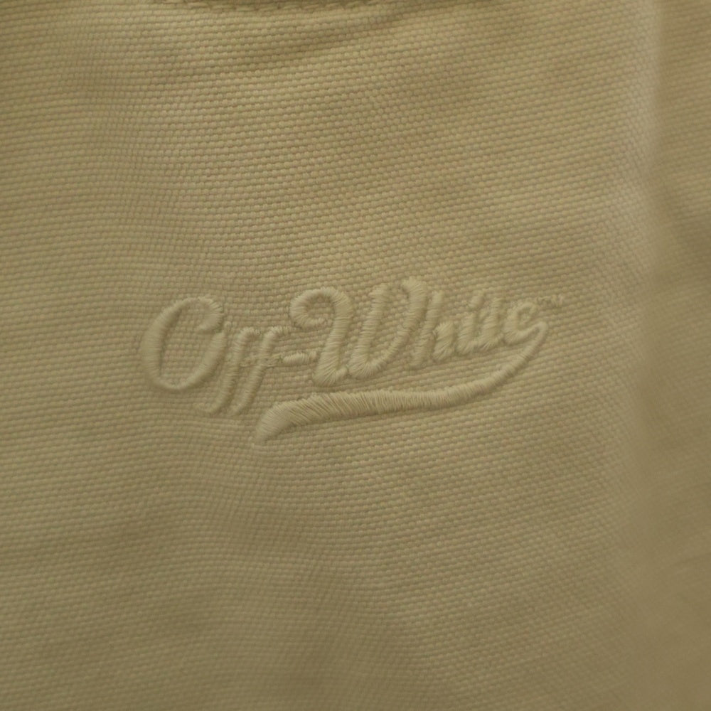 OFF-WHITE(オフホワイト) 23AW Logo Embroidered Button Detailed Shorts エンブロイダリーロゴ ショーツ デニムハーフパンツ ベージュ OMCB084S23FAB001