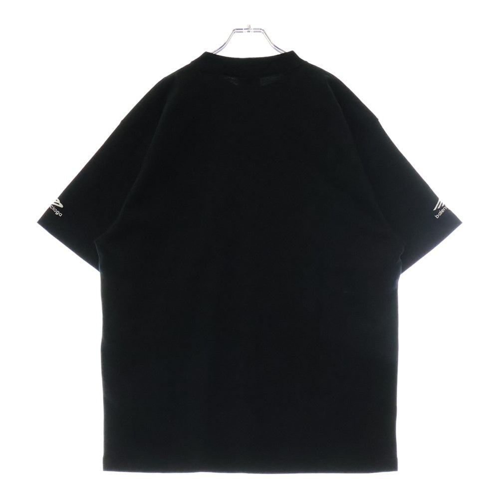 BALENCIAGA(バレンシアガ) フロントブランドロゴ刺繍 半袖Tシャツカットソー ブラック 802038 TMVA5