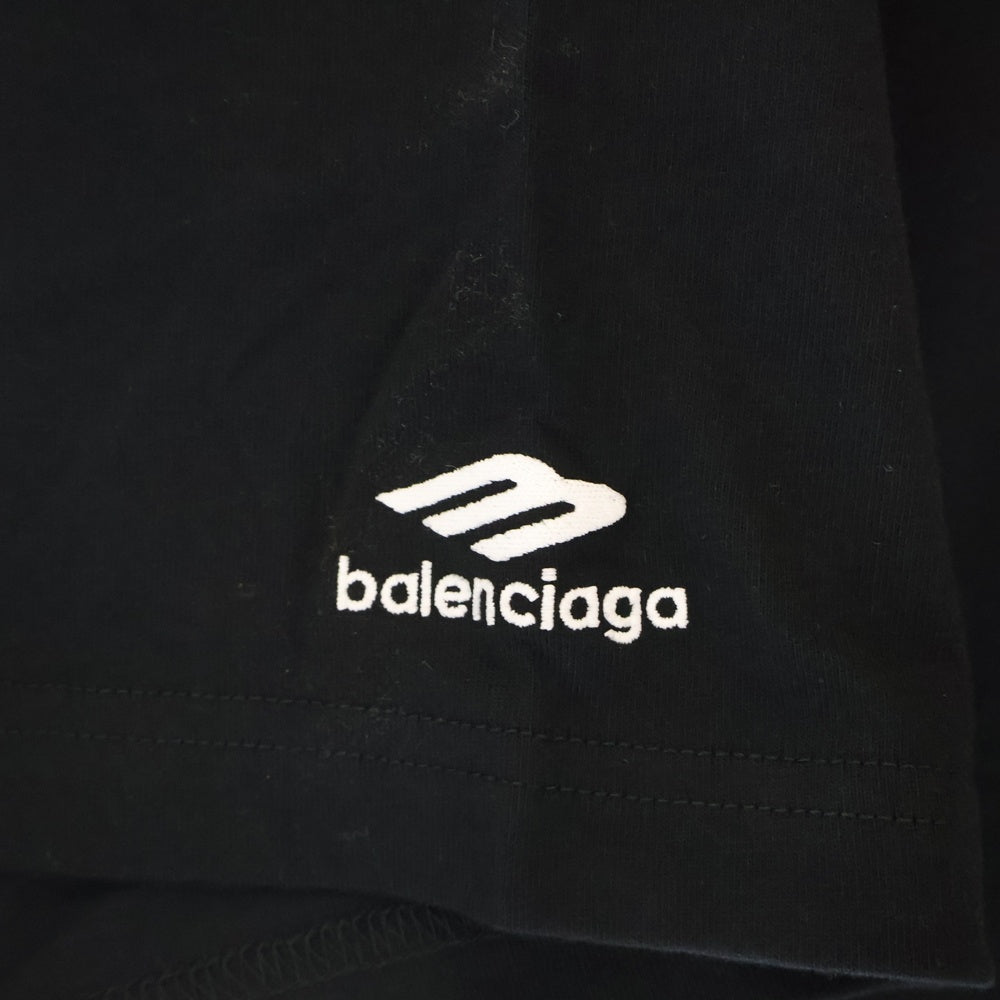BALENCIAGA(バレンシアガ) フロントブランドロゴ刺繍 半袖Tシャツカットソー ブラック 802038 TMVA5