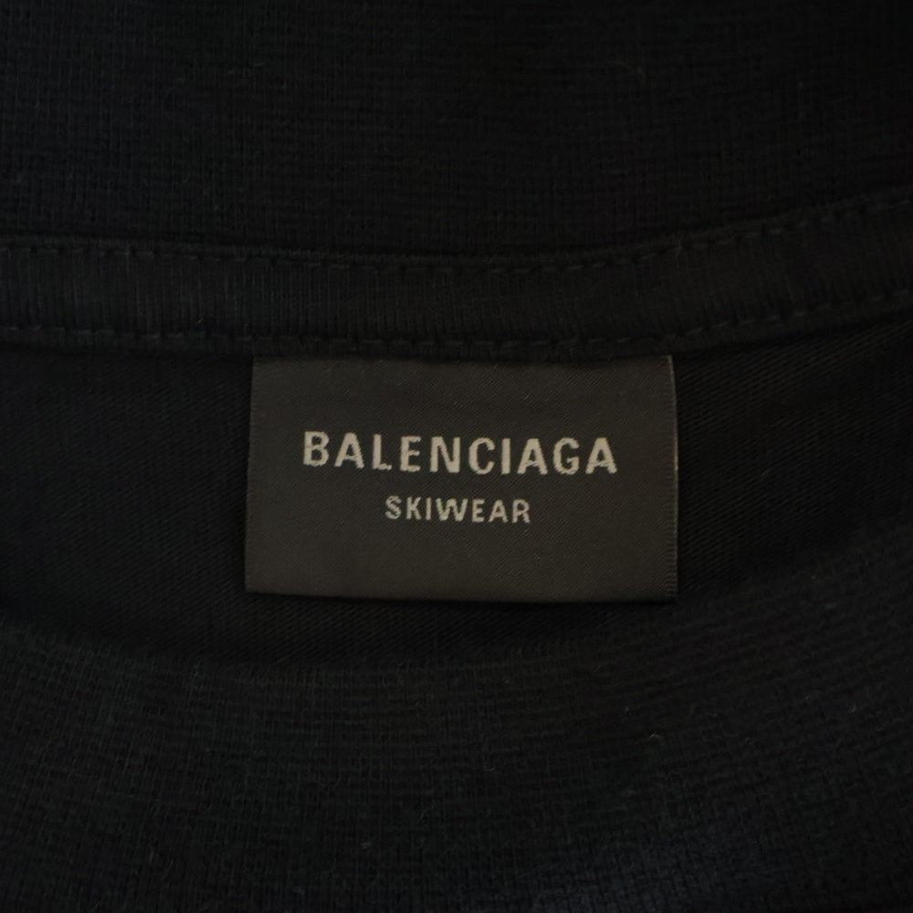 BALENCIAGA(バレンシアガ) フロントブランドロゴ刺繍 半袖Tシャツカットソー ブラック 802038 TMVA5