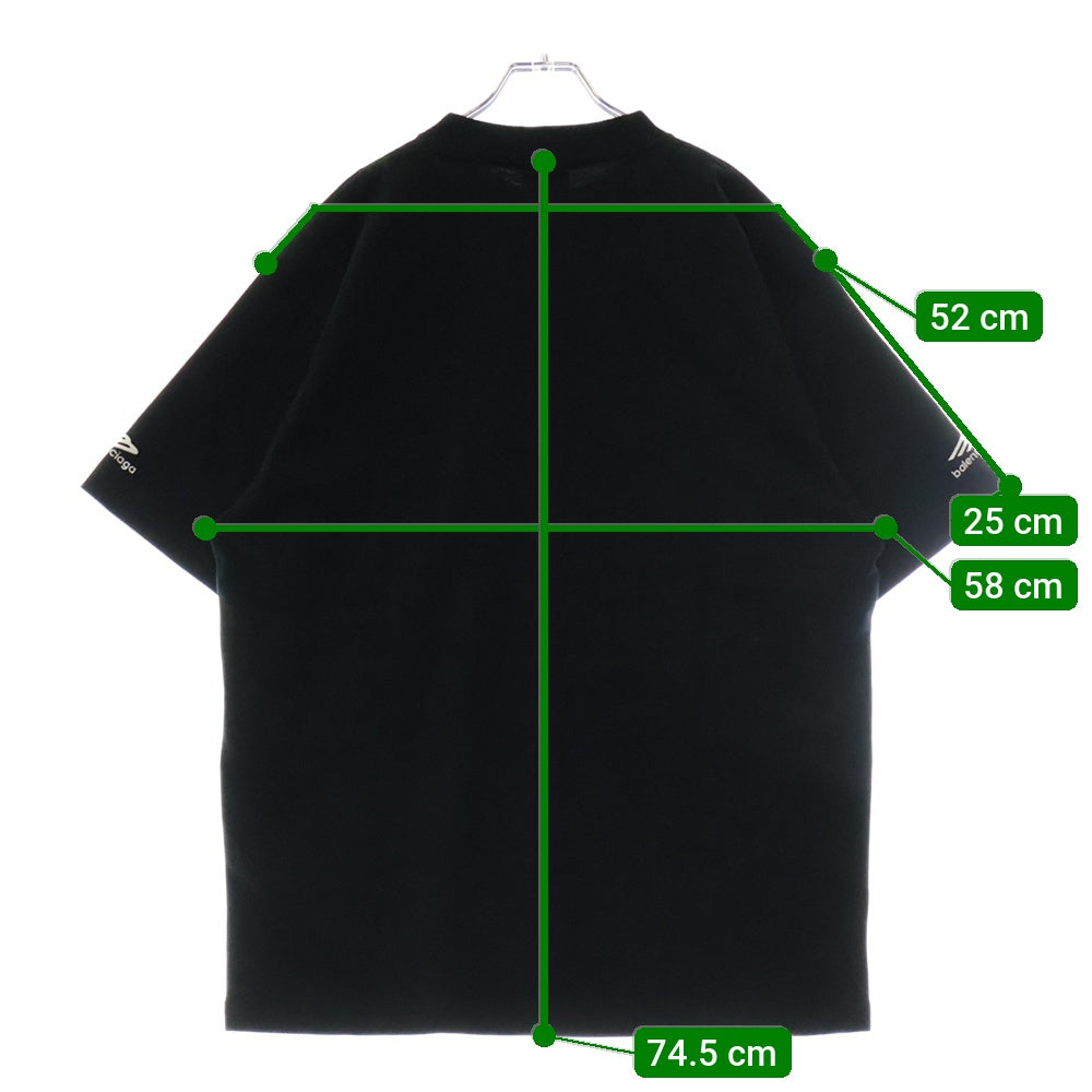BALENCIAGA(バレンシアガ) フロントブランドロゴ刺繍 半袖Tシャツカットソー ブラック 802038 TMVA5