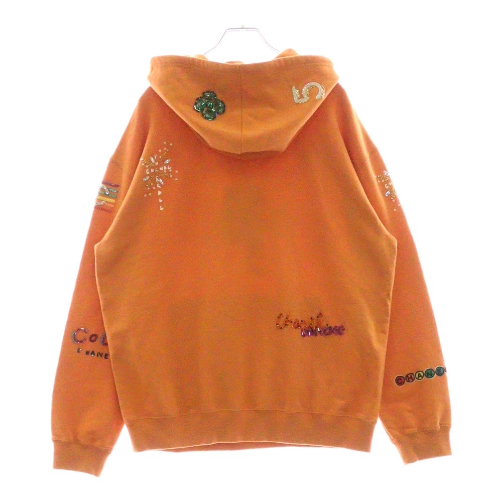 CHANEL(シャネル) ×Pharrell Williams 19SS×ファレル・ウィリアムス ビジュー装飾 ココマークプルオーバーパーカー フーディー オレンジ P61050K 46831