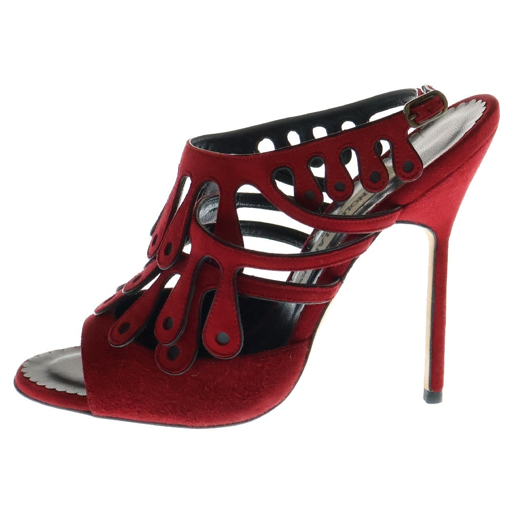 MANOLO BLAHNIK(マノロブラニク) アンクルストラップ ハイヒール ミュール パンプス レディース レッド