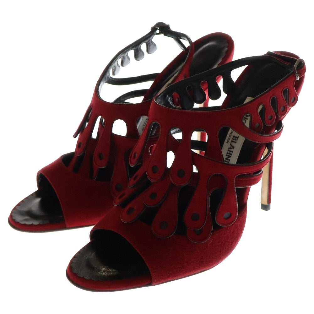 MANOLO BLAHNIK(マノロブラニク) アンクルストラップ ハイヒール ミュール パンプス レディース レッド