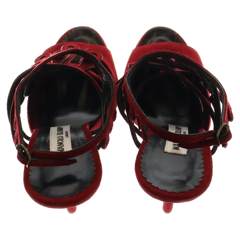MANOLO BLAHNIK(マノロブラニク) アンクルストラップ ハイヒール ミュール パンプス レディース レッド