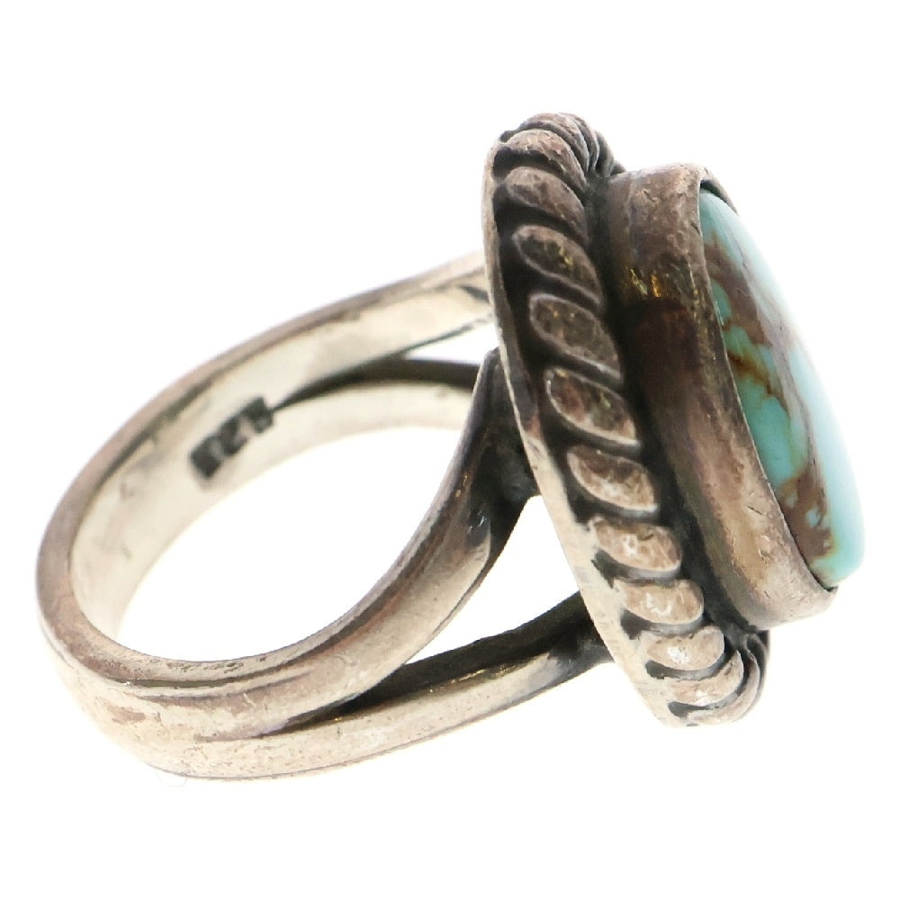 INDIAN JEWELRY(インディアンジュエリー) ナバホ族 銀縄付き ターコイズ オーバル リング ターコイズブルー/シルバー