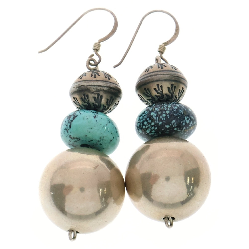 INDIAN JEWELRY(インディアンジュエリー) ターコイズ シルバーボール イヤリング ターコイズブルー/シルバー