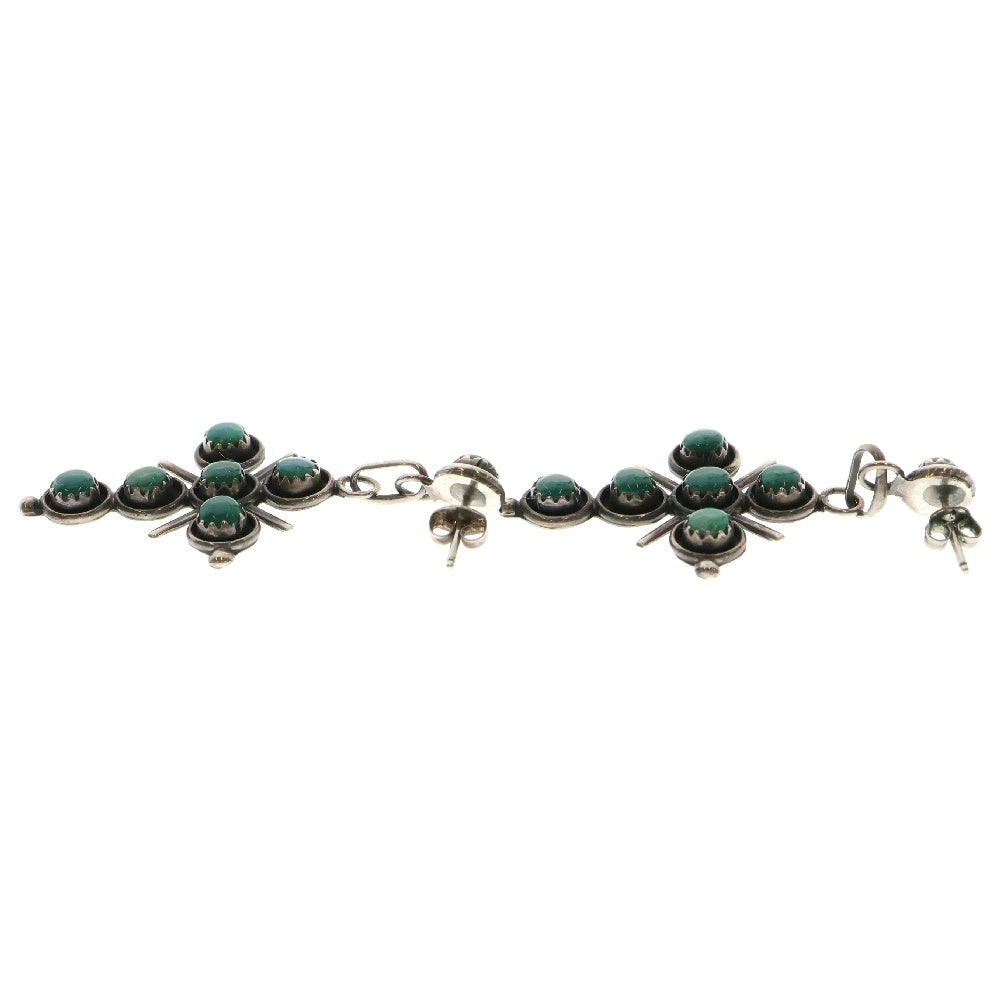 INDIAN JEWELRY(インディアンジュエリー) クロス ストーン ピアス グリーン/シルバー