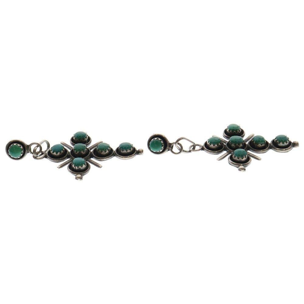 INDIAN JEWELRY(インディアンジュエリー) クロス ストーン ピアス グリーン/シルバー