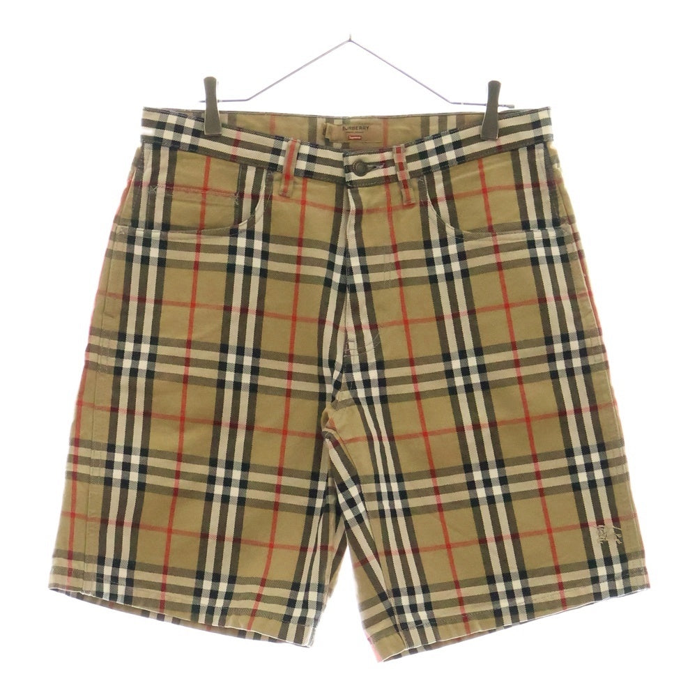 SUPREME(シュプリーム) 22SS ×BURBERRY Denim Shorts バーバリー チェック柄 ショーツ ハーフパンツ ベージュ