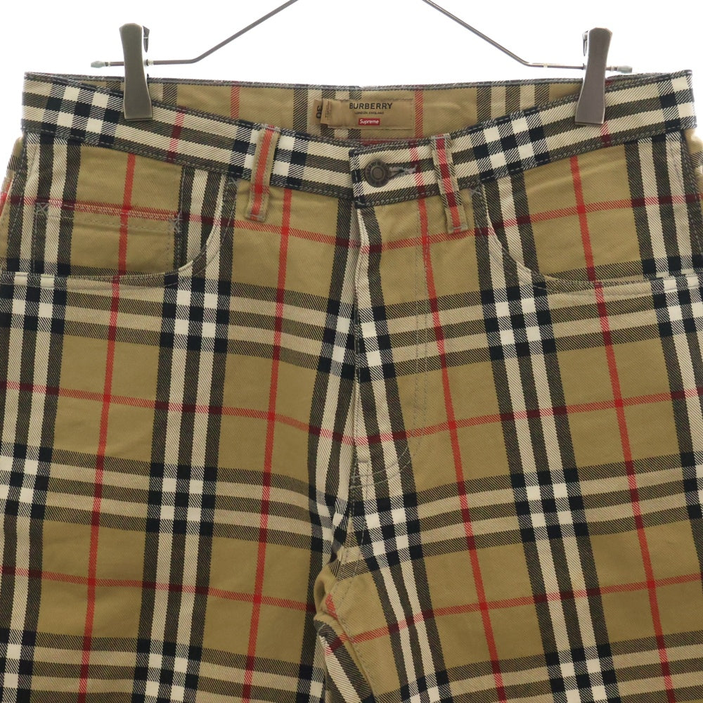 SUPREME(シュプリーム) 22SS ×BURBERRY Denim Shorts バーバリー チェック柄 ショーツ ハーフパンツ ベージュ