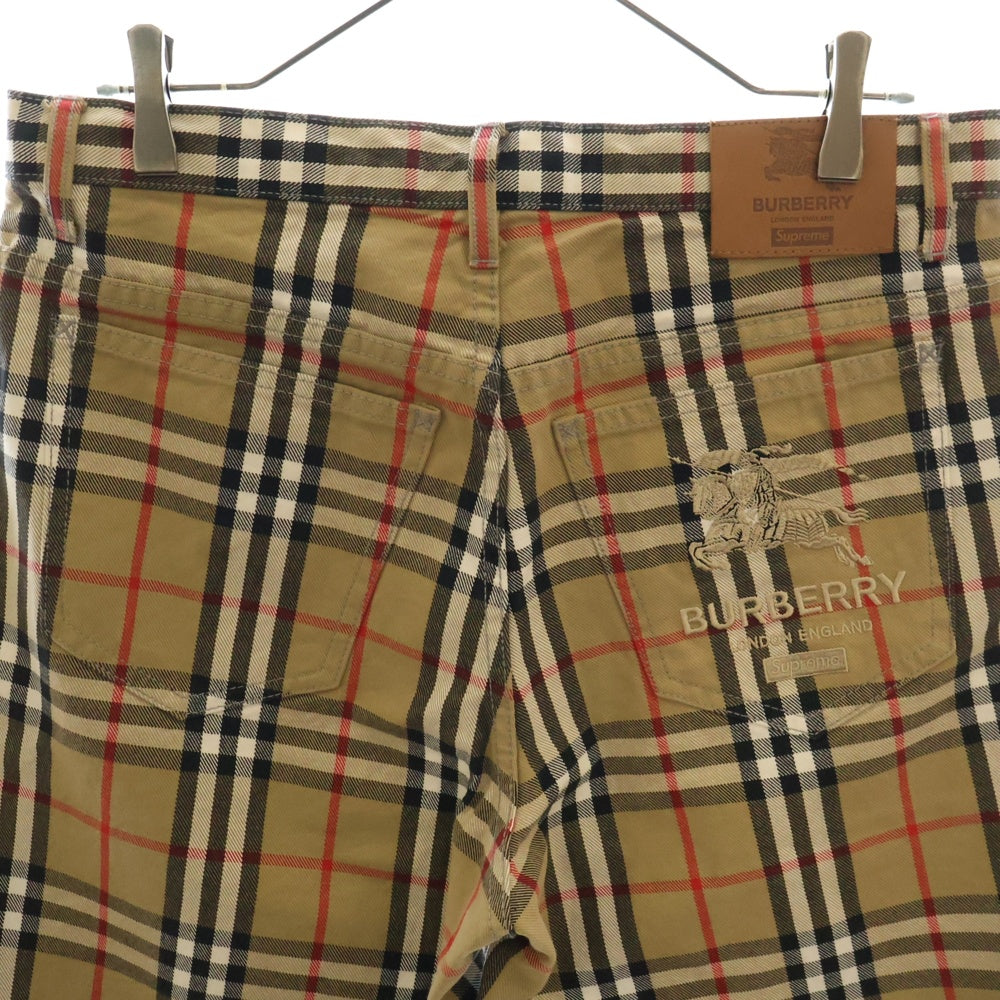 SUPREME(シュプリーム) 22SS ×BURBERRY Denim Shorts バーバリー チェック柄 ショーツ ハーフパンツ ベージュ