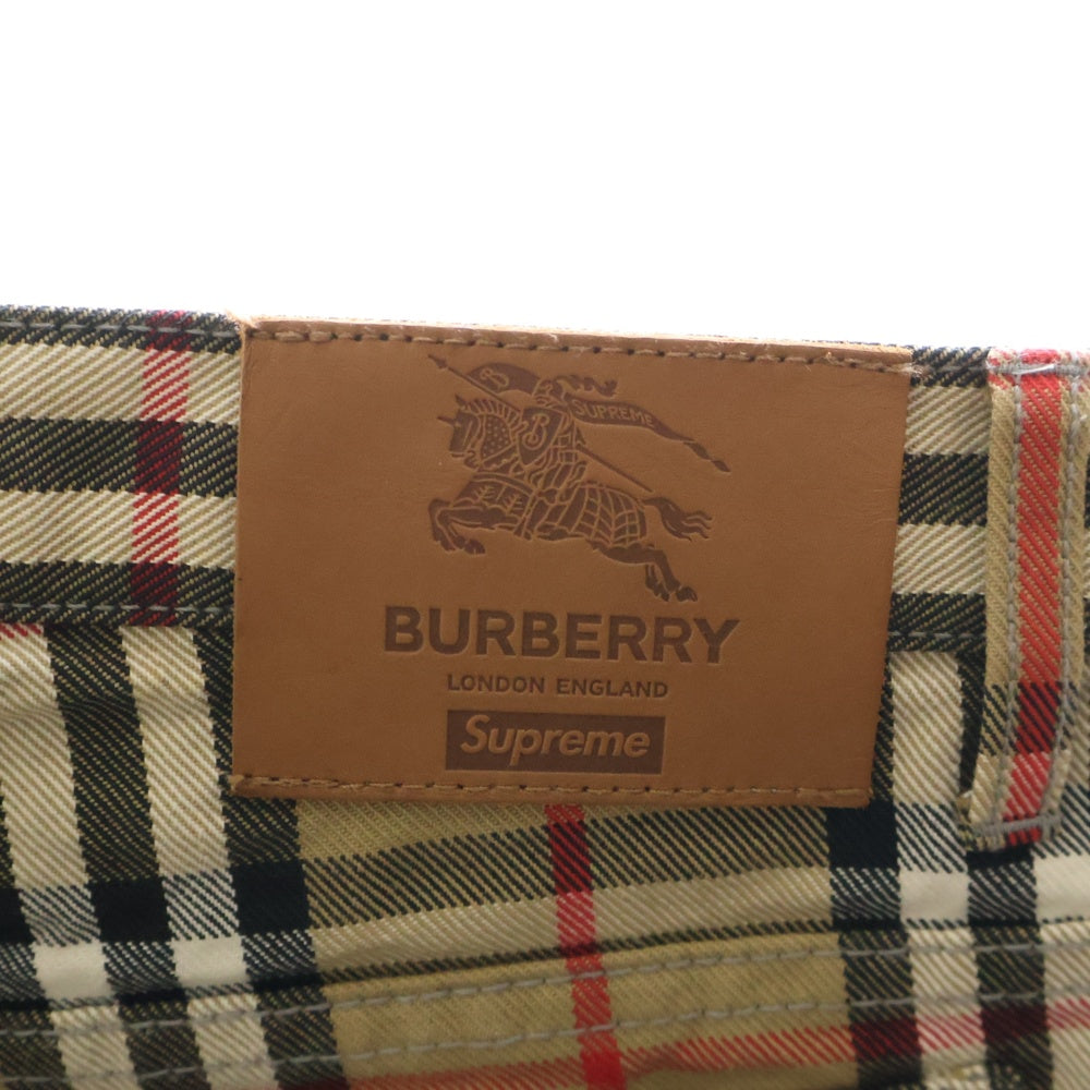 SUPREME(シュプリーム) 22SS ×BURBERRY Denim Shorts バーバリー チェック柄 ショーツ ハーフパンツ ベージュ