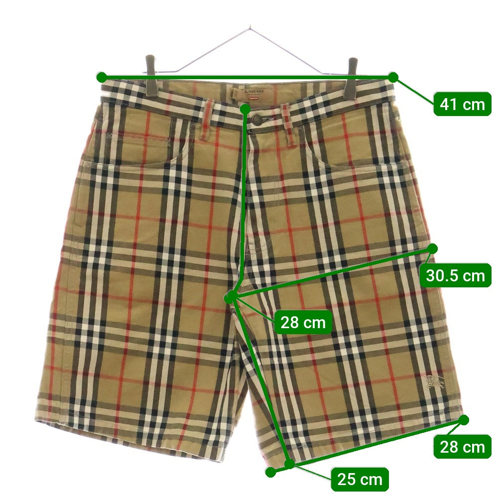 SUPREME(シュプリーム) 22SS ×BURBERRY Denim Shorts バーバリー チェック柄 ショーツ ハーフパンツ ベージュ