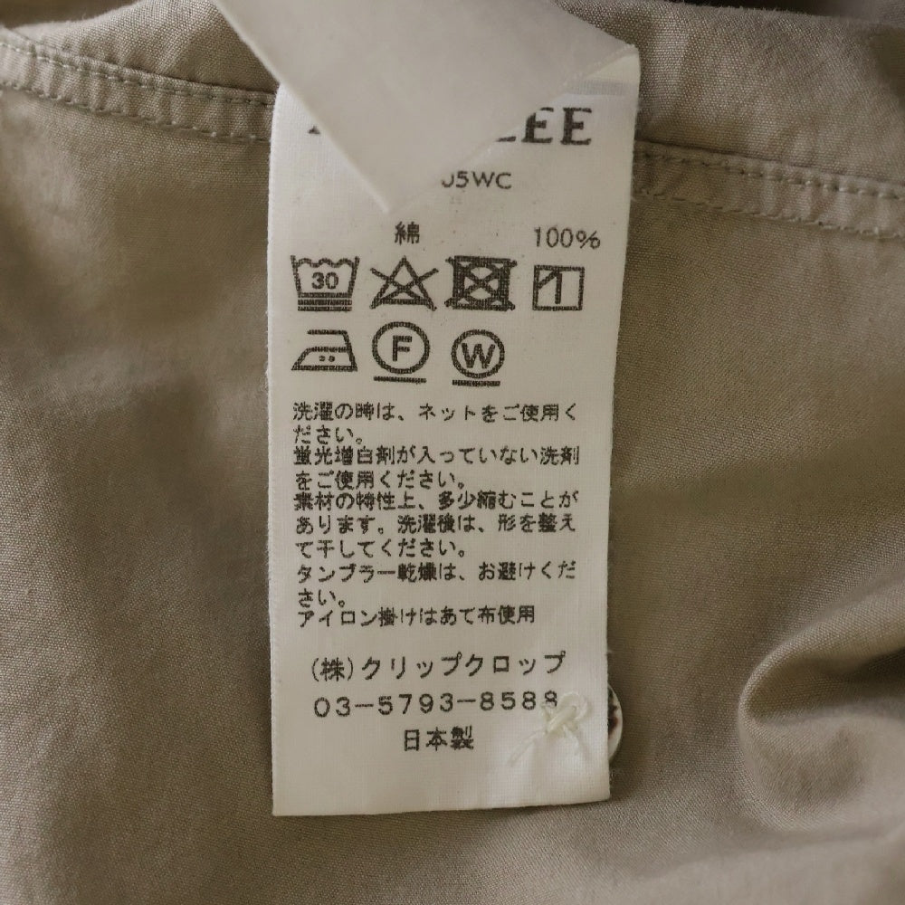 AURALEE(オーラリー) 18SS SELVEDGE WEATHER CLOTH HALF SLEEVED SHIRTS 半袖オープンカラーシャツ ベージュ A8SS05WC