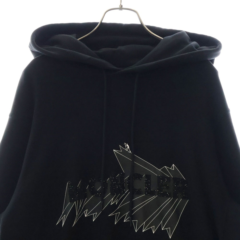 MONCLER GENIUS(モンクレール ジーニアス) 21AW グリッターロゴ プリント プルオーバー スウェットパーカー ブラック G20928G00013