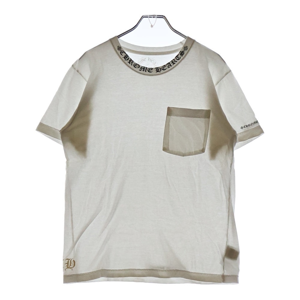 CHROME HEARTS(クロムハーツ) Neck Logo S/S Tee ネック ロゴプリント 半袖Tシャツ カットソー ホワイト