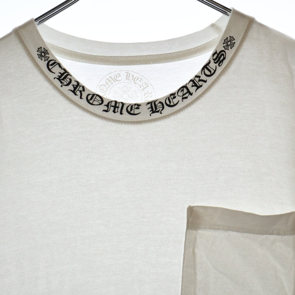 CHROME HEARTS(クロムハーツ) Neck Logo S/S Tee ネック ロゴプリント 半袖Tシャツ カットソー ホワイト