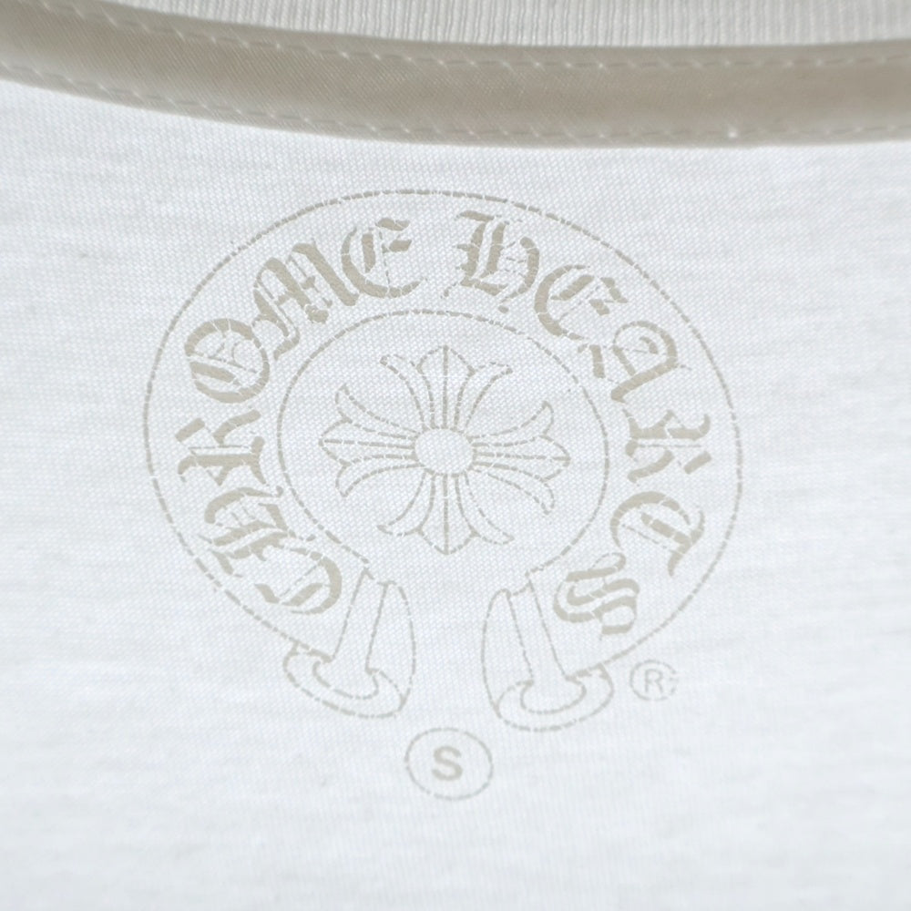 CHROME HEARTS(クロムハーツ) Neck Logo S/S Tee ネック ロゴプリント 半袖Tシャツ カットソー ホワイト